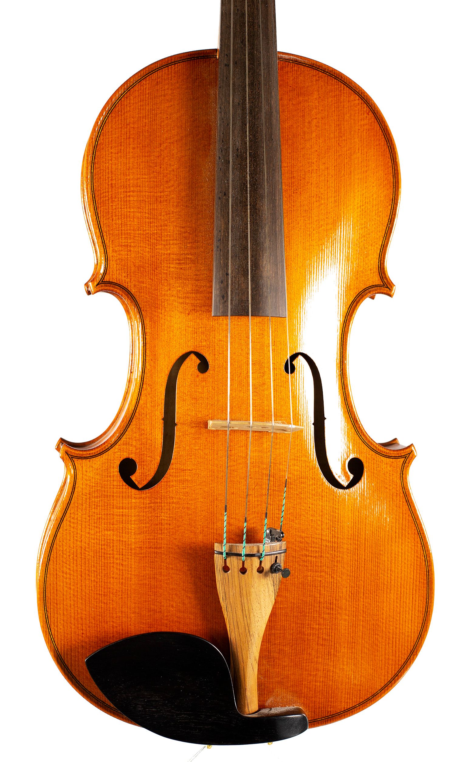 Viola by Karl Müller, circa 1980 — angled view, 10°