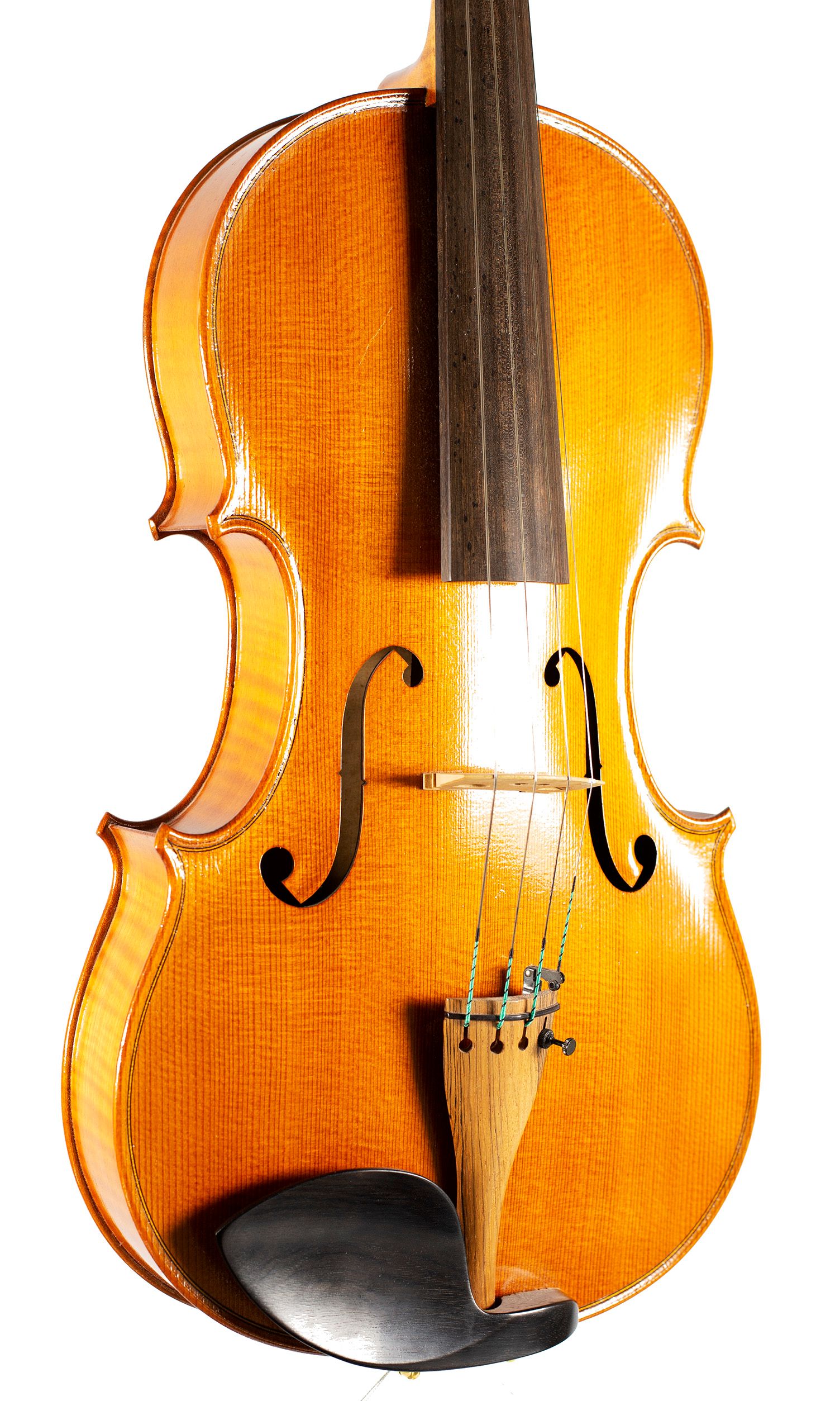 Viola by Karl Müller, circa 1980 — angled view, 30°