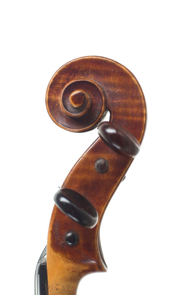 Violin by William Robinson, London, 1932 — scroll