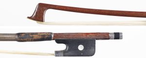 A silver-mounted viola bow by Lothar Seifert, Germany, circa 1920 — head and frog