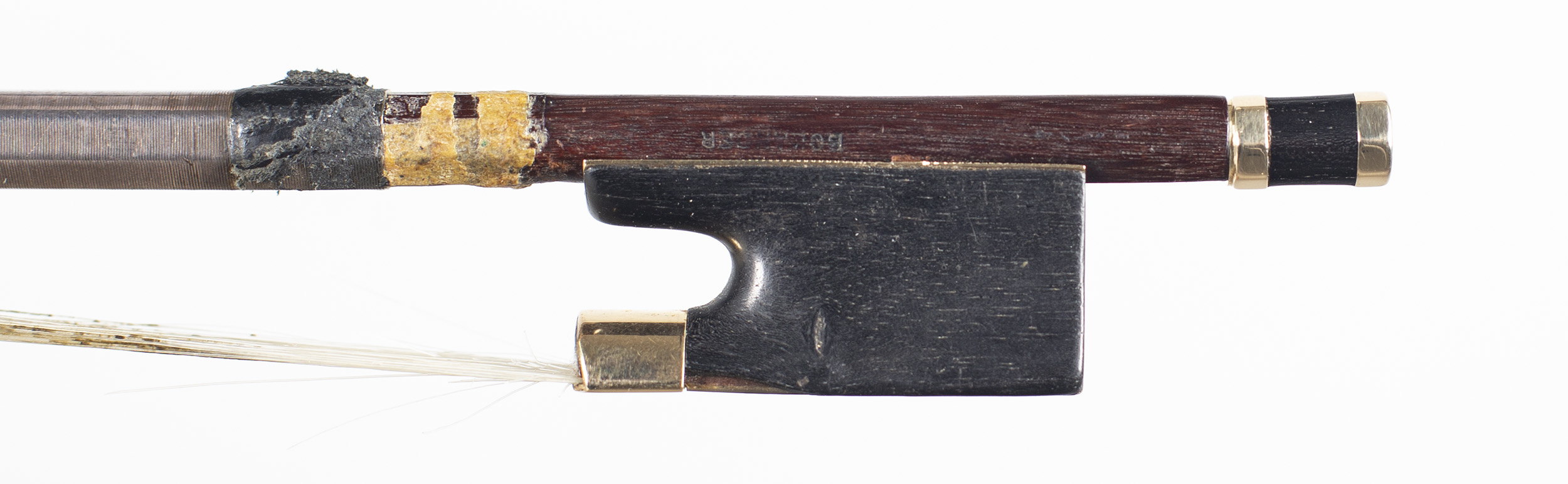 A gold-mounted violin bow by John Alfred Bolander II, Germany, circa 1920 — frog