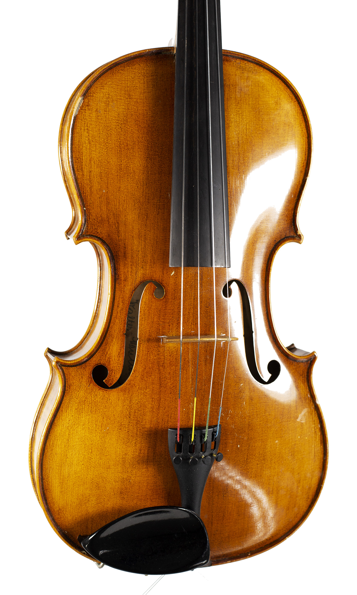 A viola by Walter Müller, Germany, circa 1960 — angled view, 20°