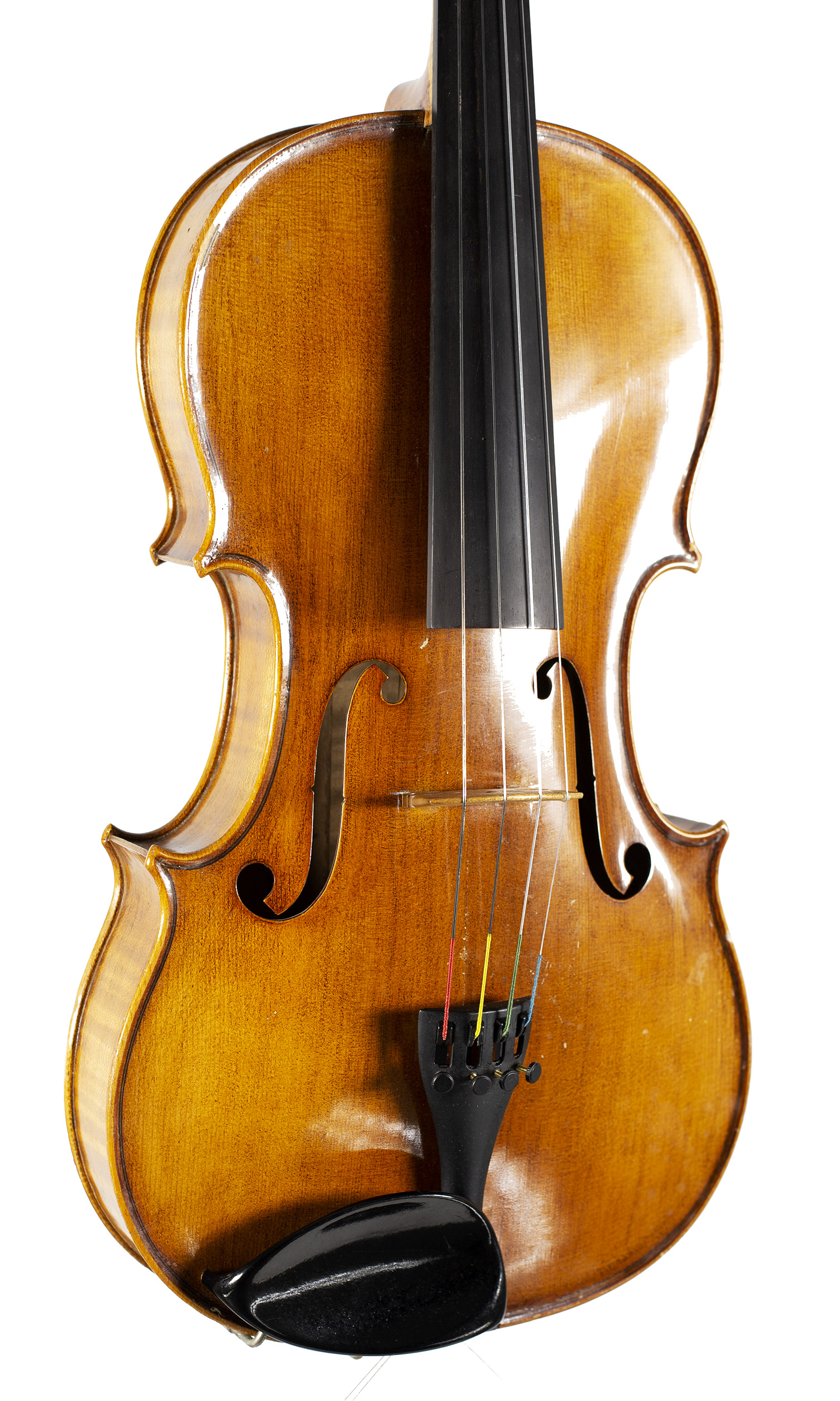 A viola by Walter Müller, Germany, circa 1960 — angled view, 30°