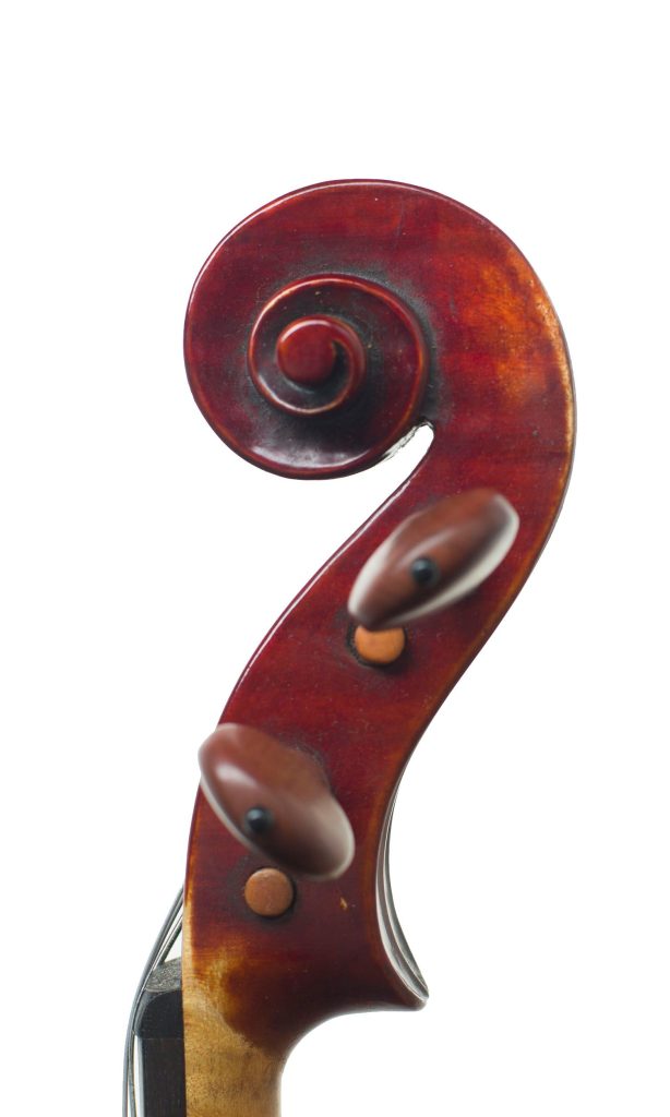 Violin by Paul V. Harrild, Newark, 1988 — scroll