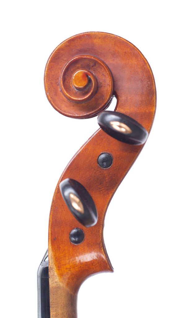 Violin, Workshop of Rene Morizot, Mirecourt, 20th Century — scroll
