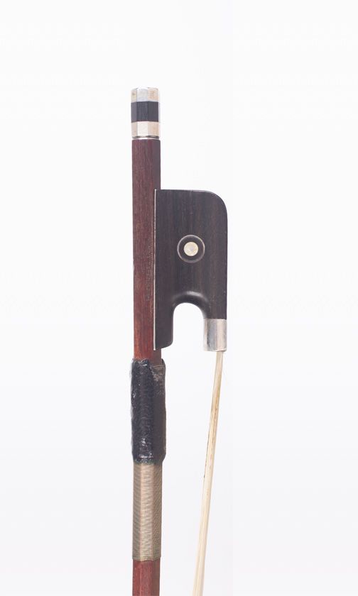 A silver-mounted cello bow by Rudolf Neudorfer, Bubenreuth — frog detail