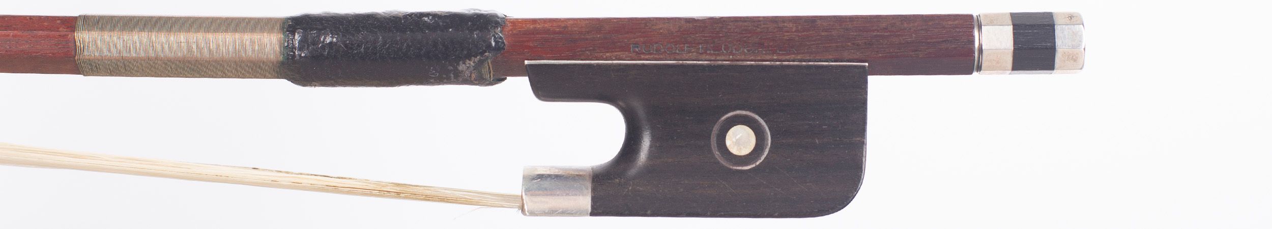 A silver-mounted cello bow by Rudolf Neudorfer, Bubenreuth — frog