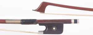 A silver-mounted cello bow by Rudolf Neudorfer, Bubenreuth — head and frog