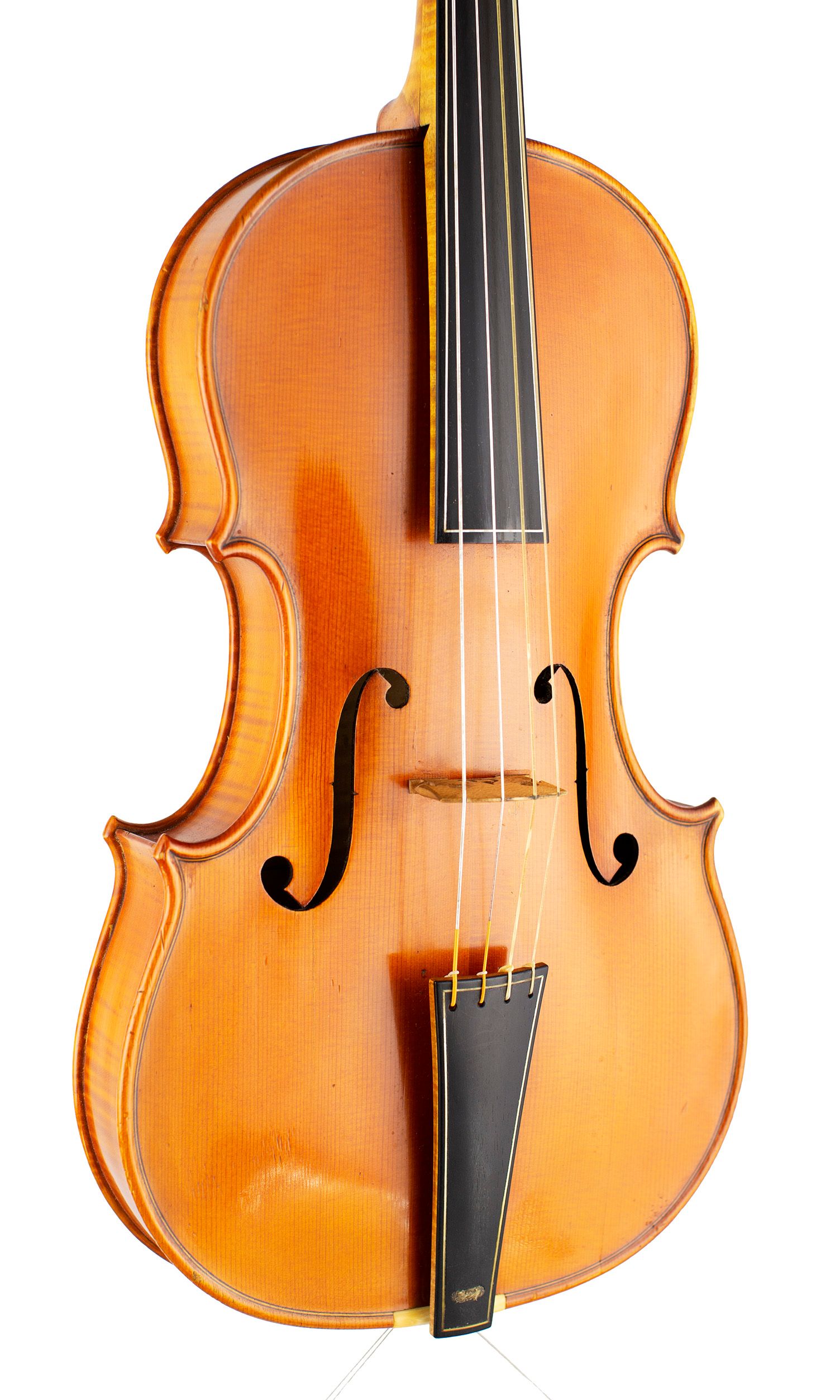 A viola by Rowland H. Ross, Guildford, 1977 — angled view, 30°