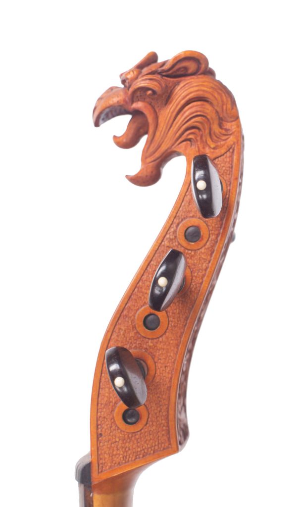 Treble viol by Dietrich M. Kessler, London, 1967 — scroll