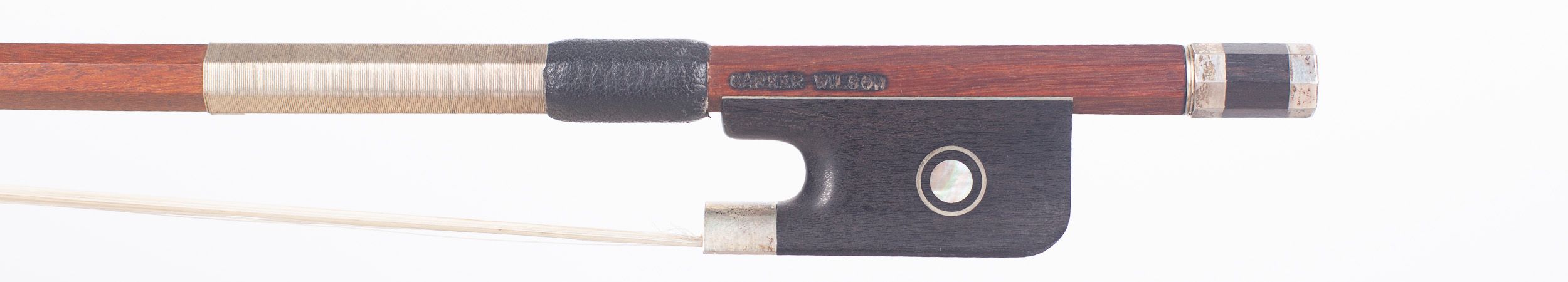 A silver-mounted cello bow by Garner Wilson, Suffolk — frog
