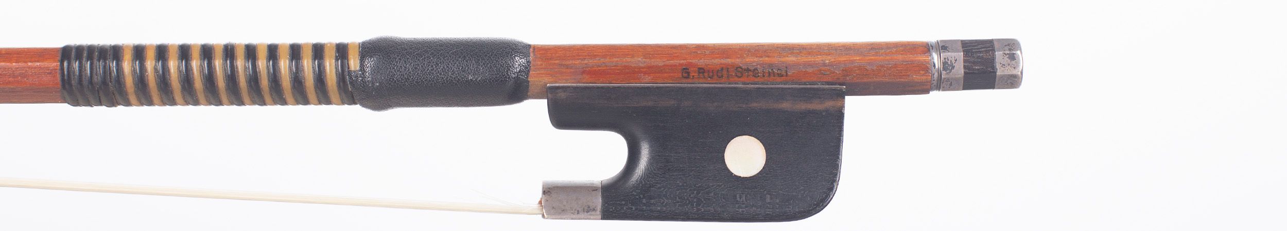 A silver-mounted cello bow by Rudi Steinel, Germany — frog