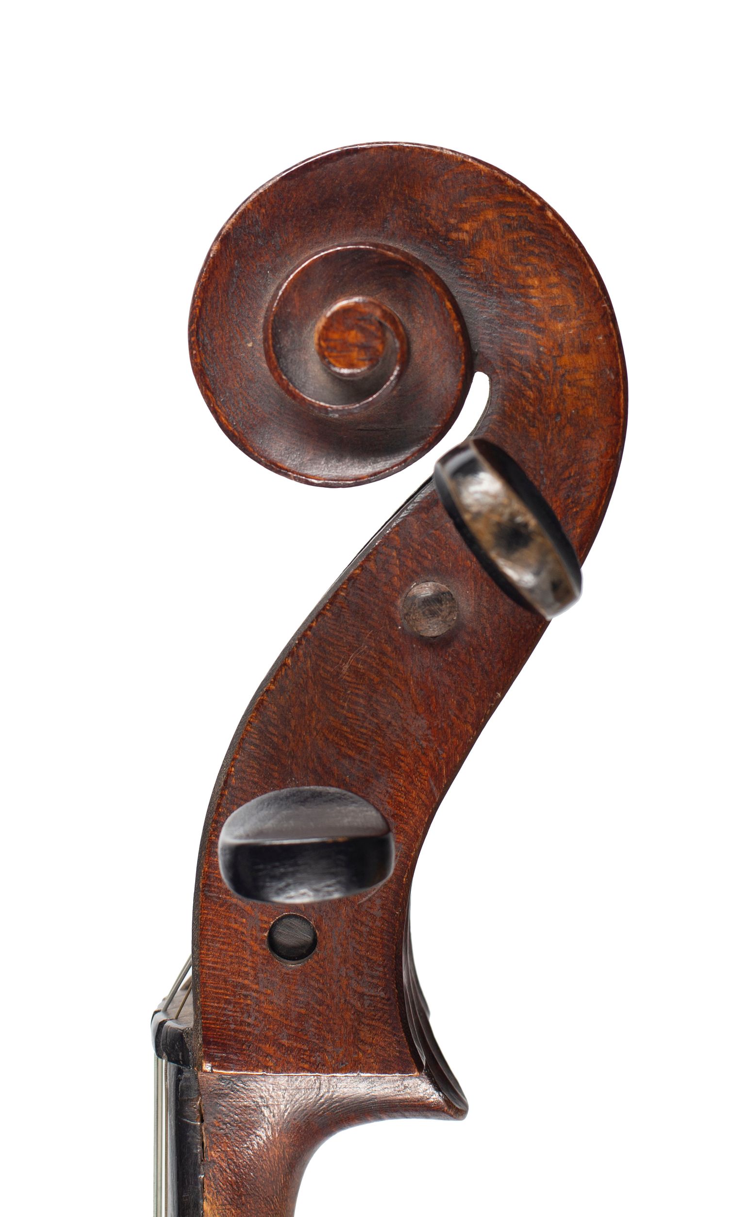 Cello, Workshop of Jérôme Thibouville-Lamy, Mirecourt, 1910 — scroll