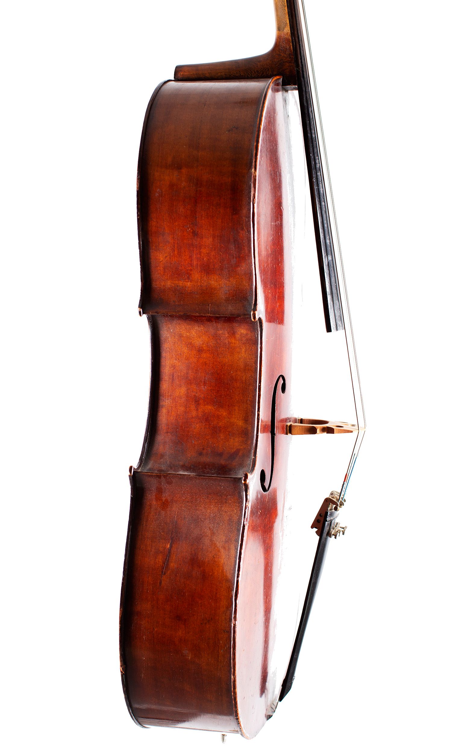 Cello, Workshop of Jérôme Thibouville-Lamy, Mirecourt, 1910 — angled view, 80°