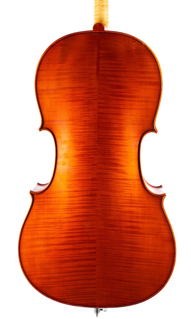 A cello by Rowland Ross, Guildford, 1979 — back