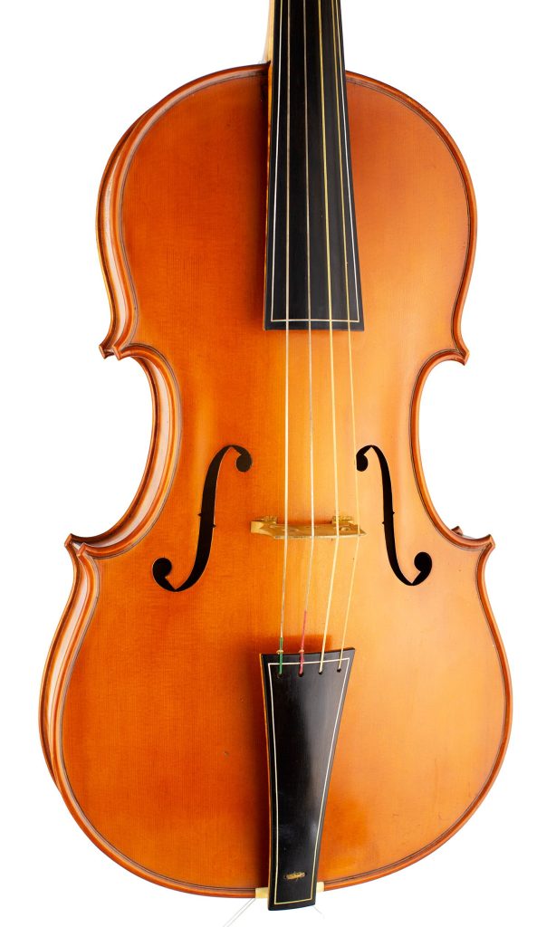 A large viola by Rowland Ross, Guildford, 1978 — angled view, 20°