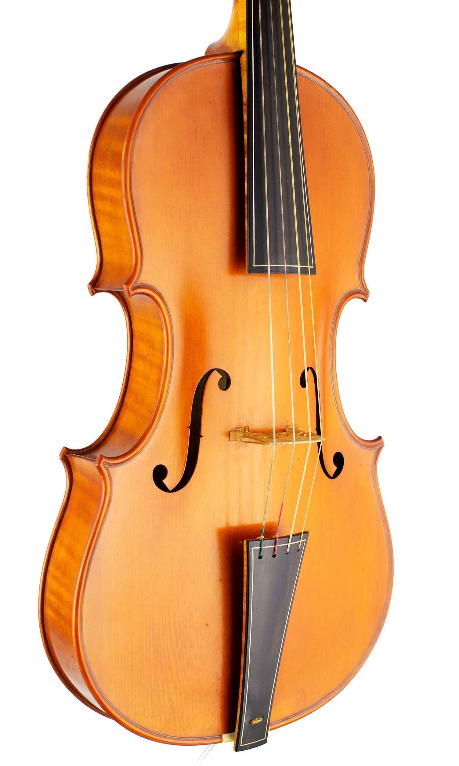 A large viola by Rowland Ross, Guildford, 1978 — angled view, 40°