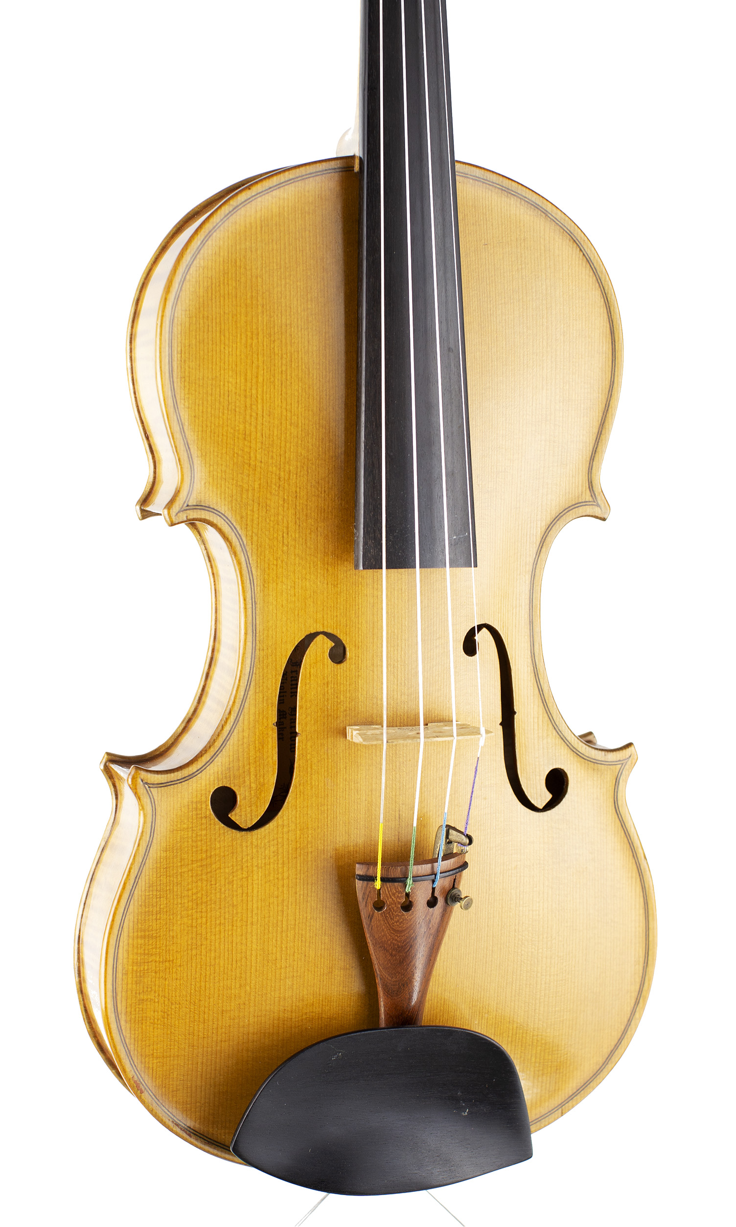 A violin by Frank Harlow, Sheffield, 1990 — angled view, 20°