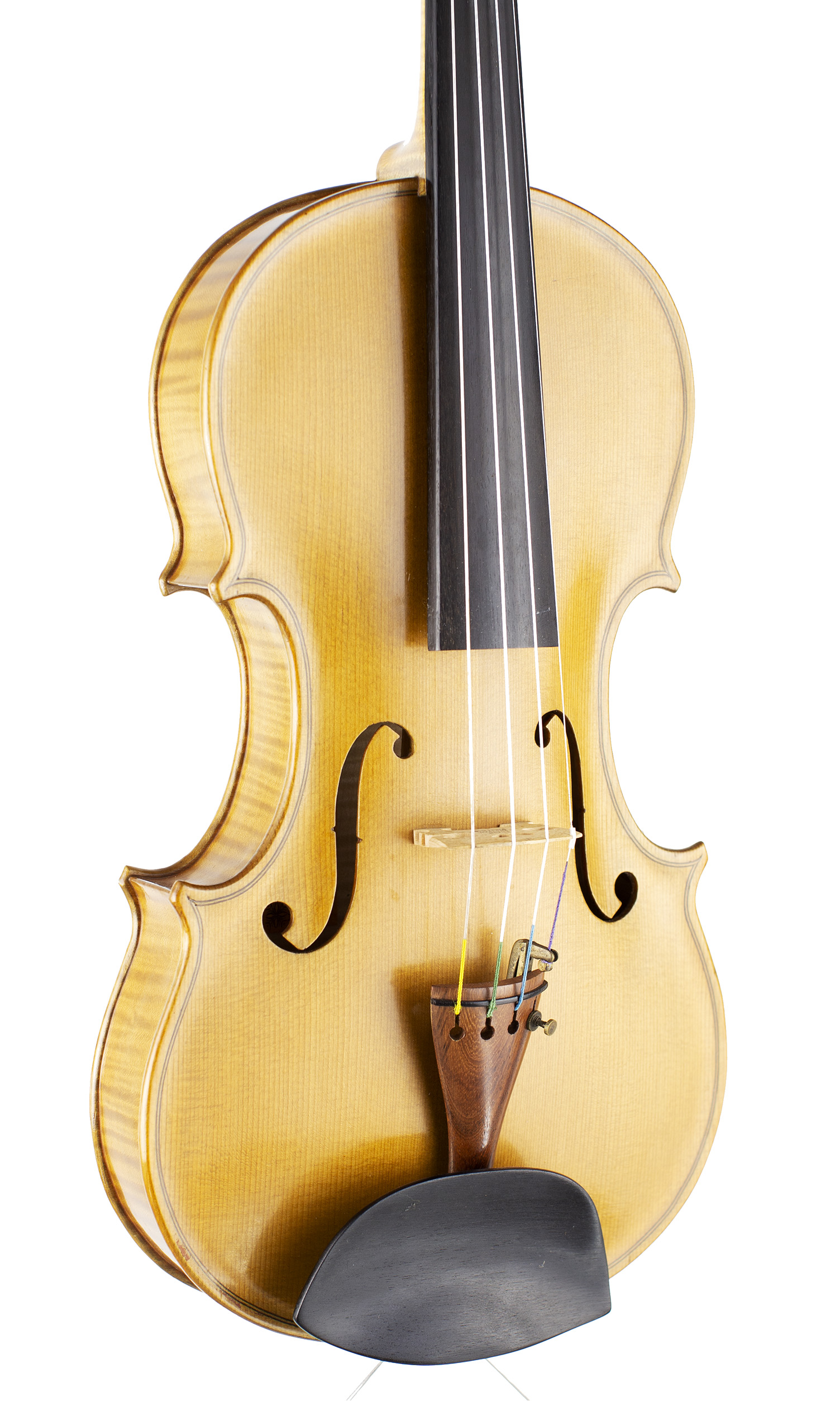 A violin by Frank Harlow, Sheffield, 1990 — angled view, 30°