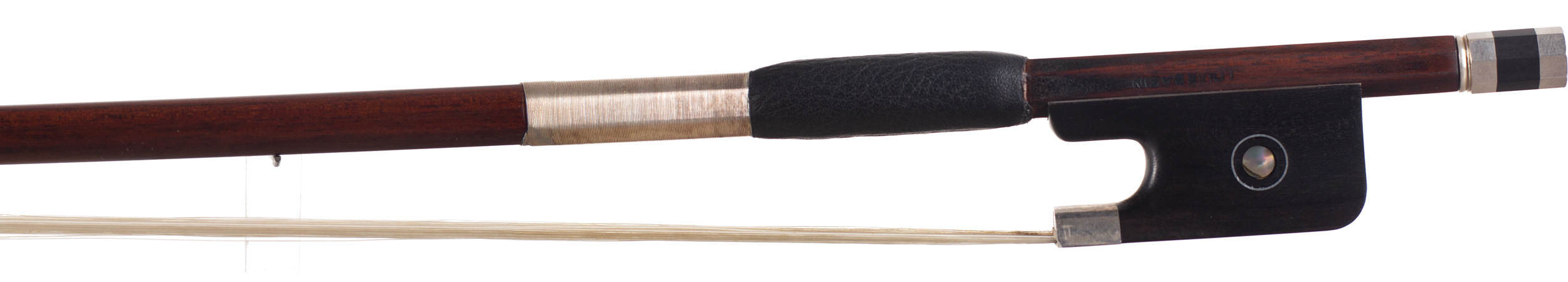 A silver-mounted viola bow, by Louis Bazin — frog