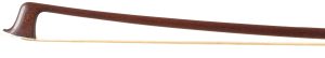 A nickel-mounted violin bow, by H. R. Pfretzschner — head and frog