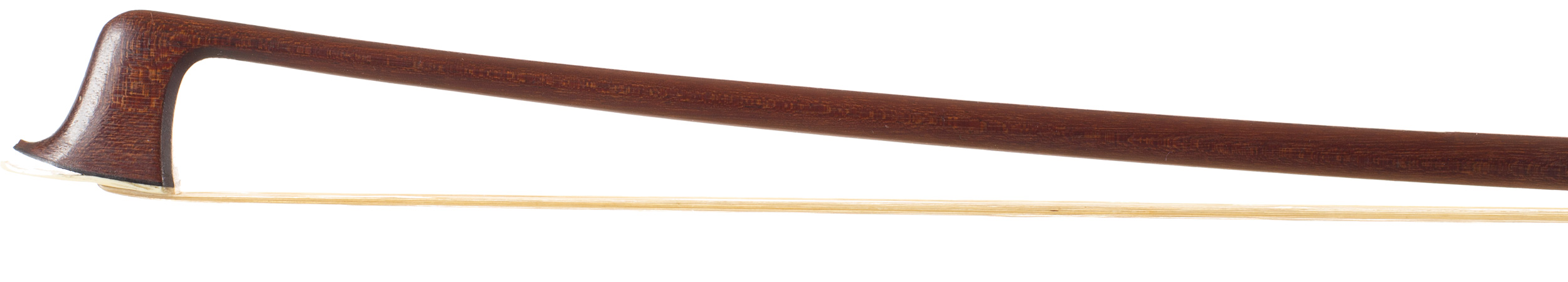 A nickel-mounted violin bow, by H. R. Pfretzschner — head