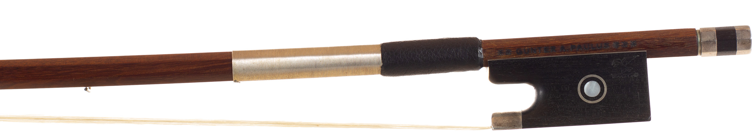 A silver-mounted violin bow, by Gunter A Paulus — frog