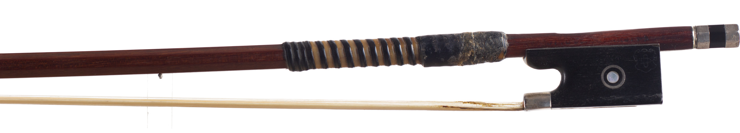 A silver-mounted violin bow, by Otto Durrschmidt — frog