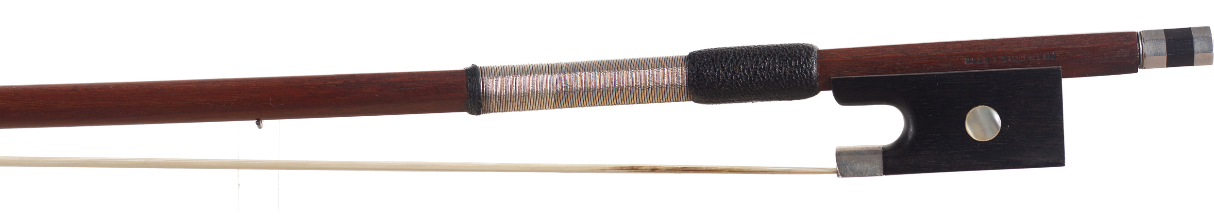 A silver-mounted violin bow, by Francois Lotte — frog