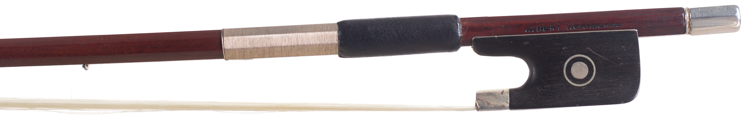 A silver-mounted viola bow, by Albert Nurnberger — frog