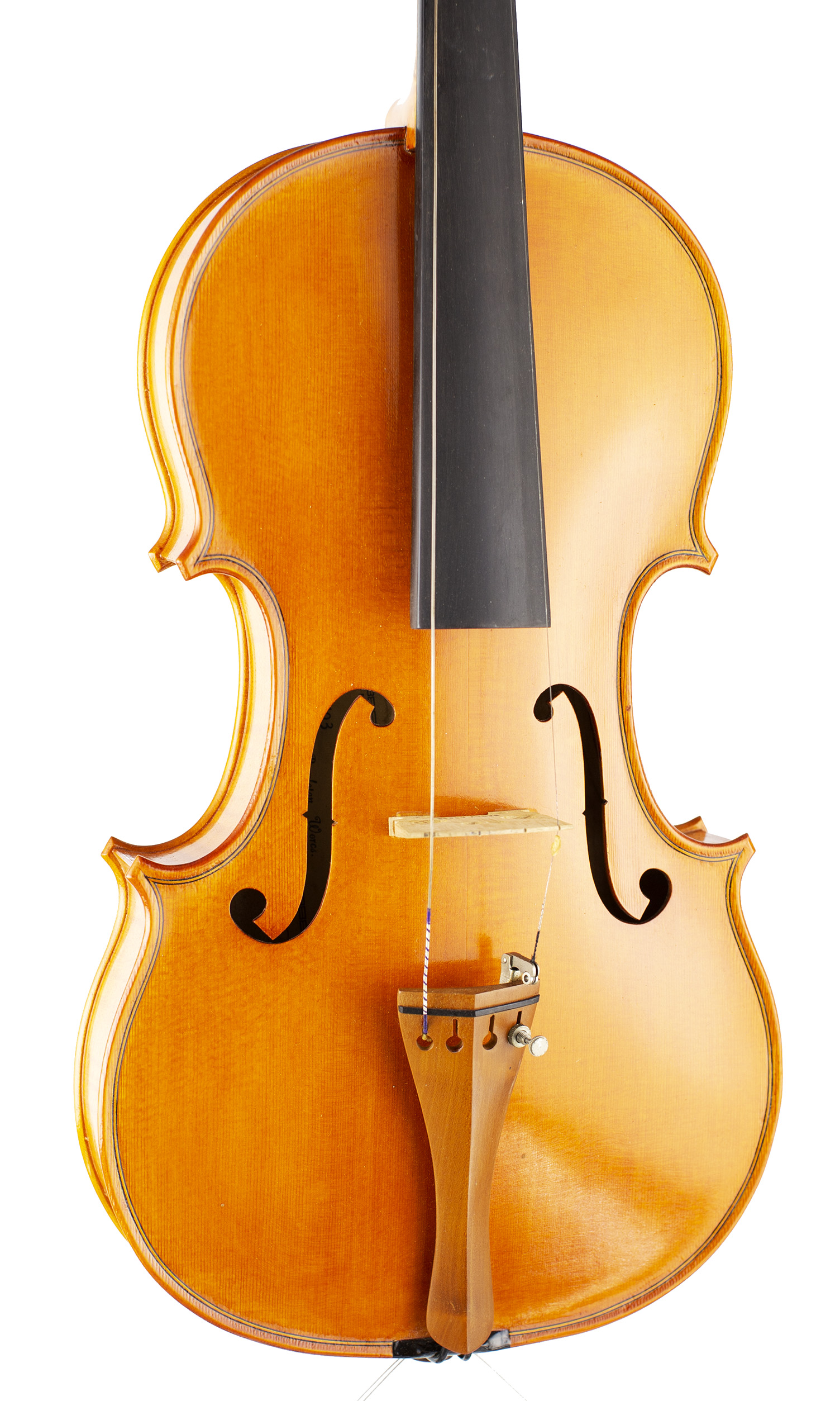 A violin by Harry Dobbs, Peopleton, 1976 — angled view, 20°