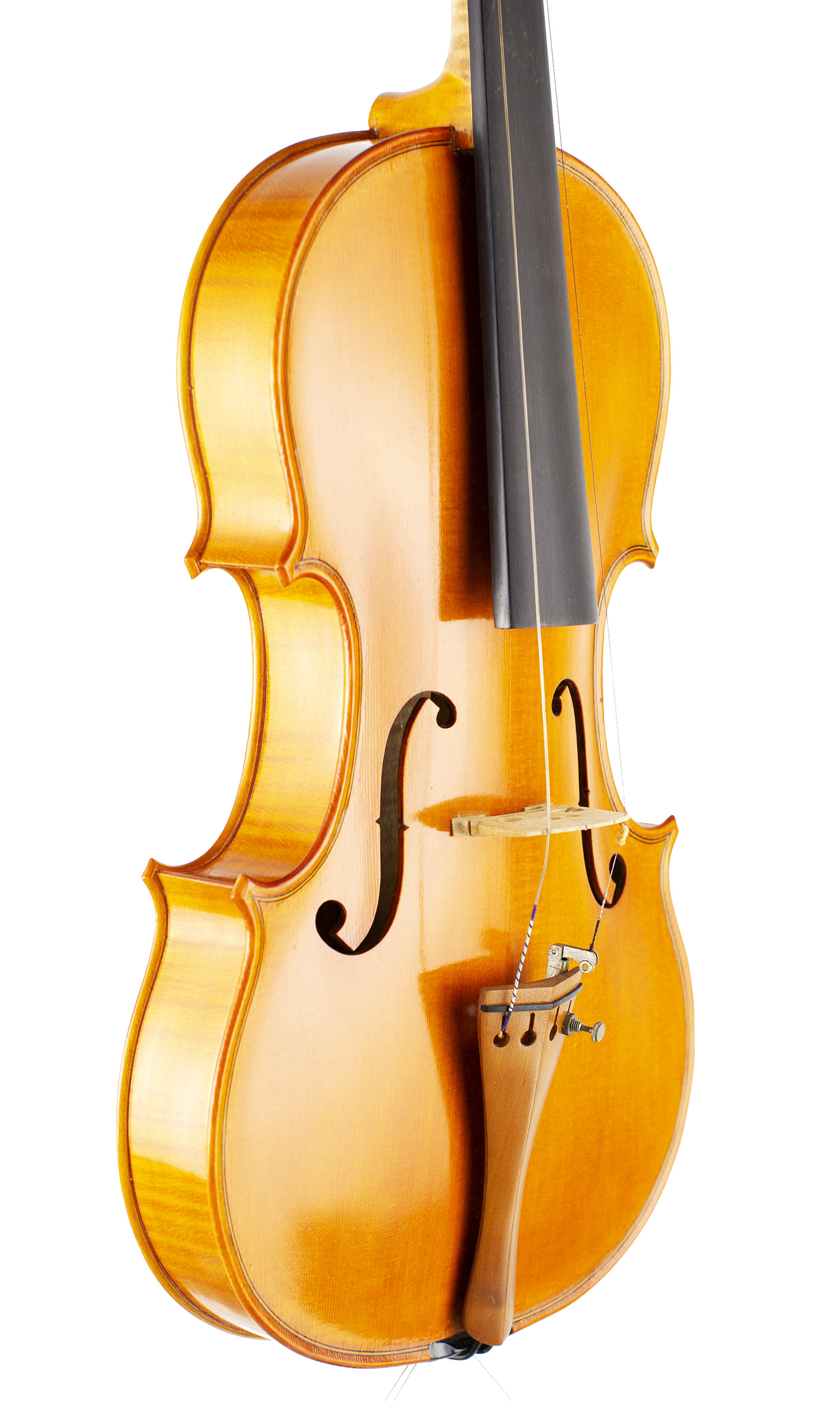 A violin by Harry Dobbs, Peopleton, 1976 — angled view, 50°