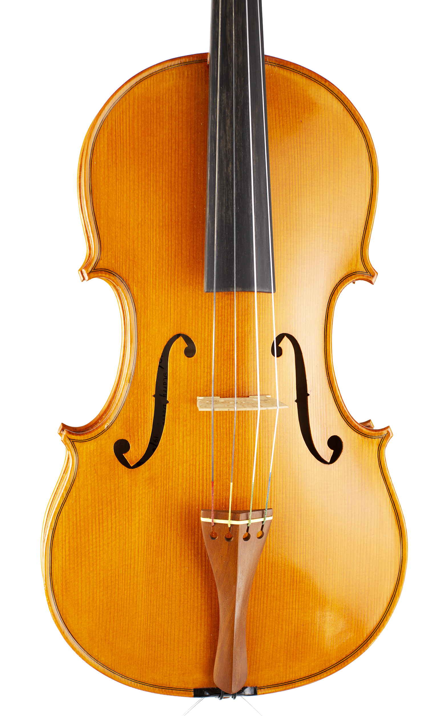 A viola by Harry Dobbs, Peopleton, 1976 — angled view, 10°