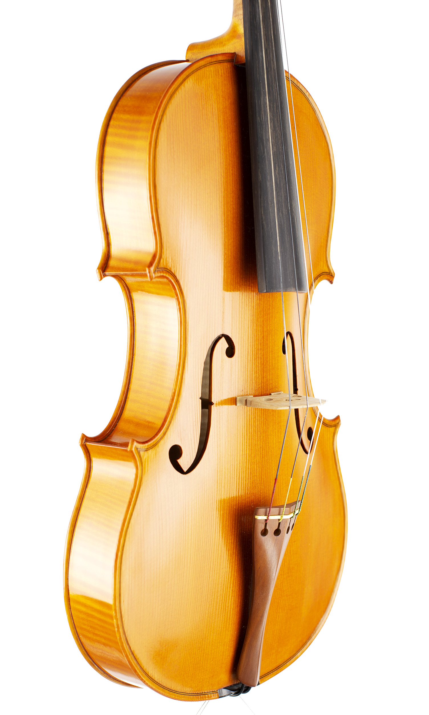 A viola by Harry Dobbs, Peopleton, 1976 — angled view, 50°