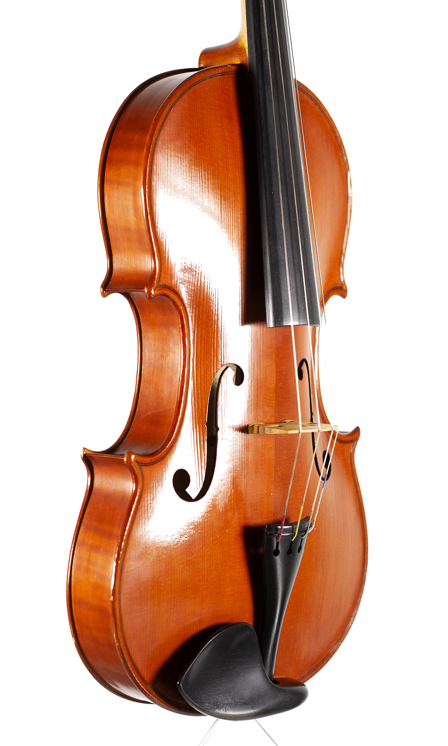 A viola by David Collins, Abingdon, 1984 — angled view, 50°