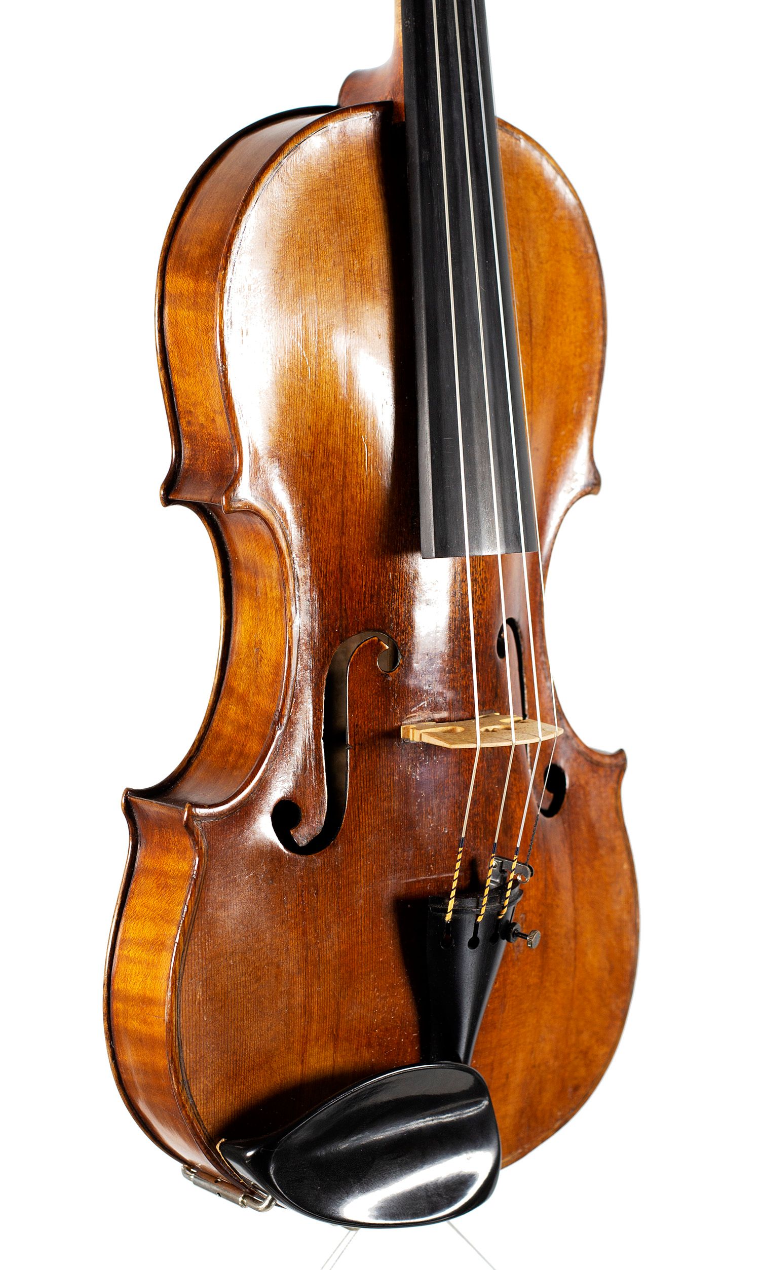 Violin by Francesco de Emiliani, Rome, circa 1725 — angled view, 40°