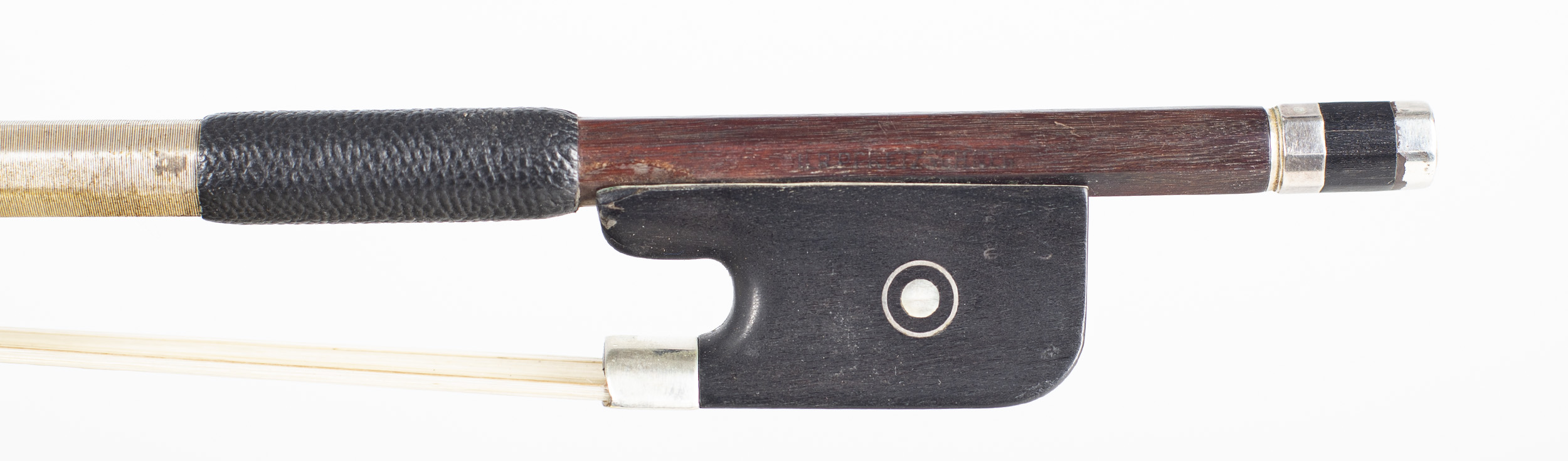 A silver-mounted cello bow by H. R. Pfretzschner — frog