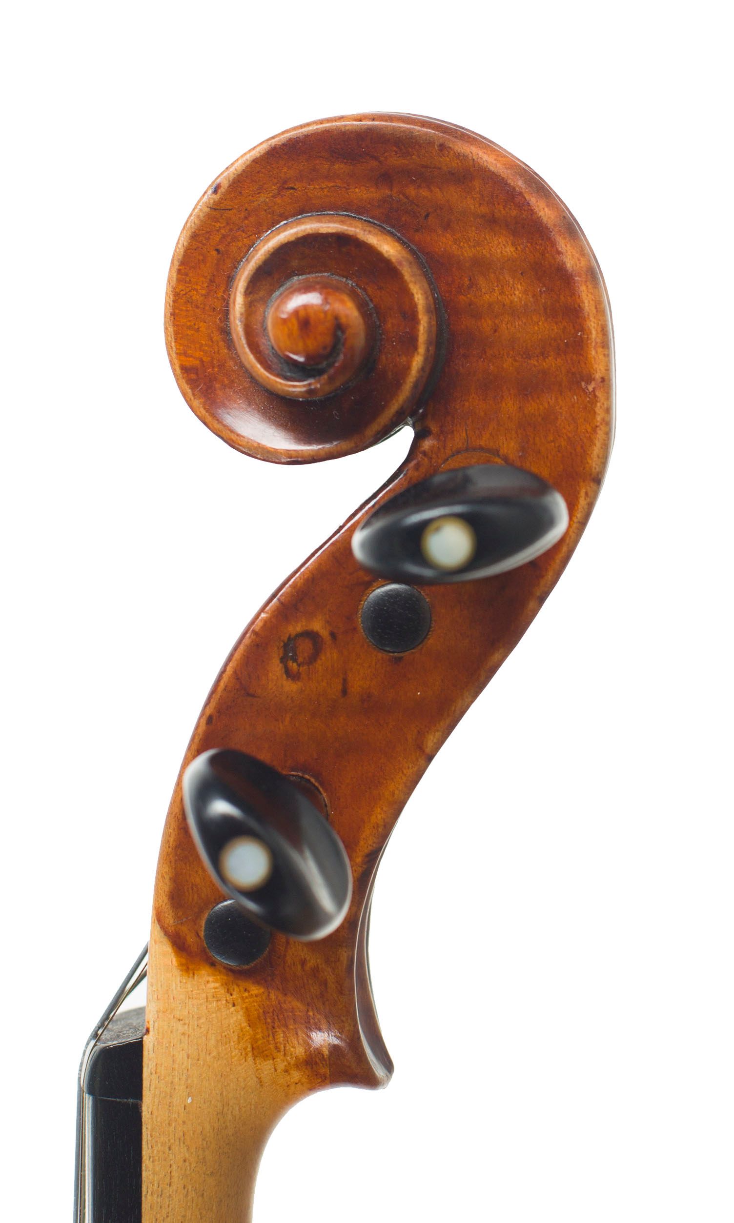 Violin, Workshop of Didier Nicolas Aine, Mirecourt, 19th Century — scroll
