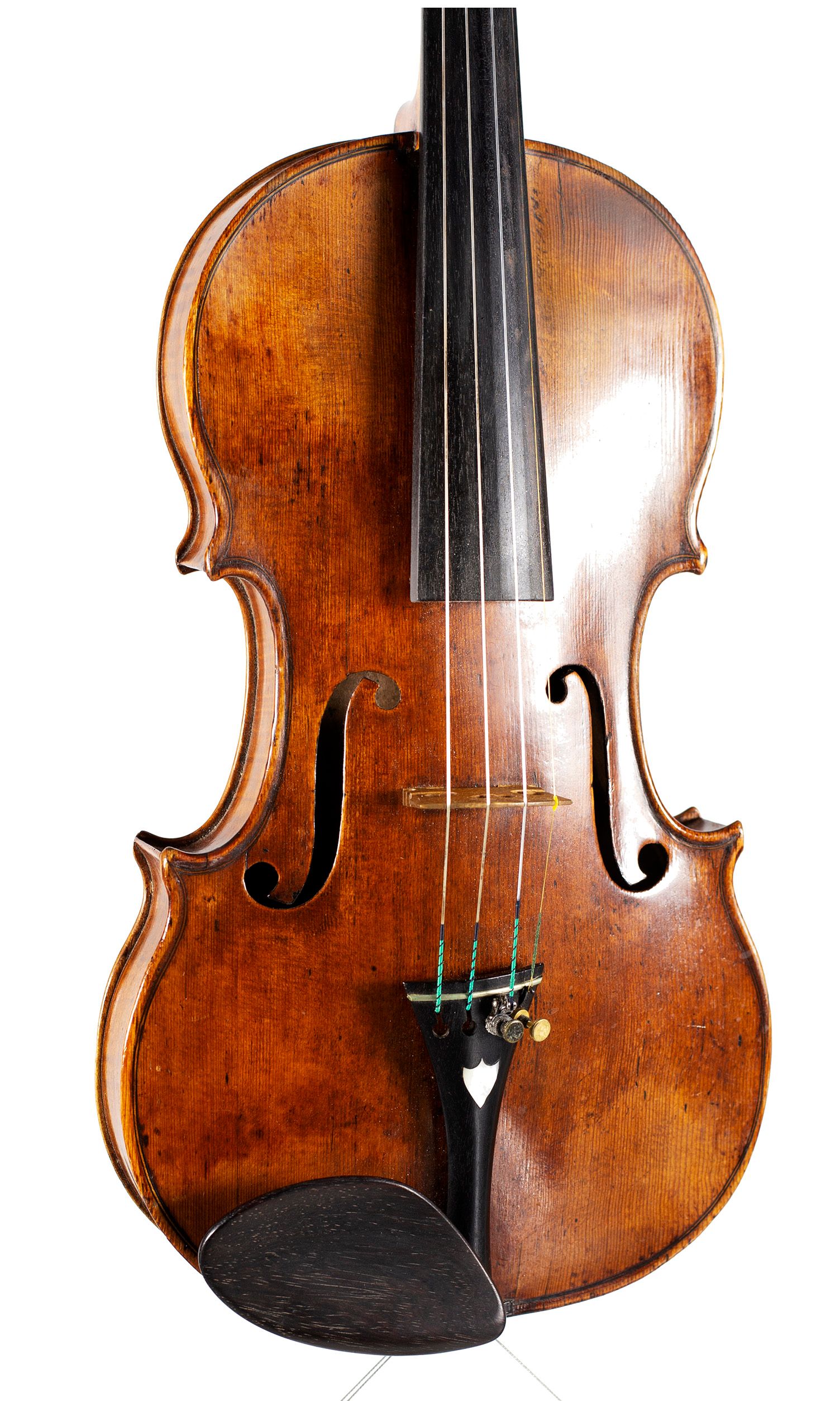 Violin, Workshop of Didier Nicolas Aine, Mirecourt, 19th Century — angled view, 20°
