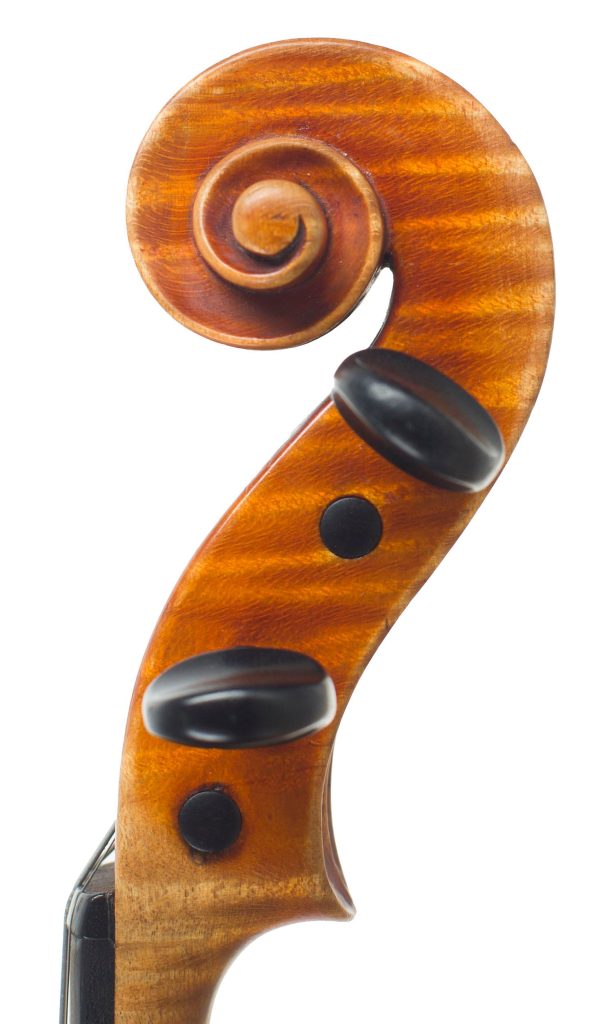 Violin, by Marino Capicchioni, Rimini, 1962 — scroll
