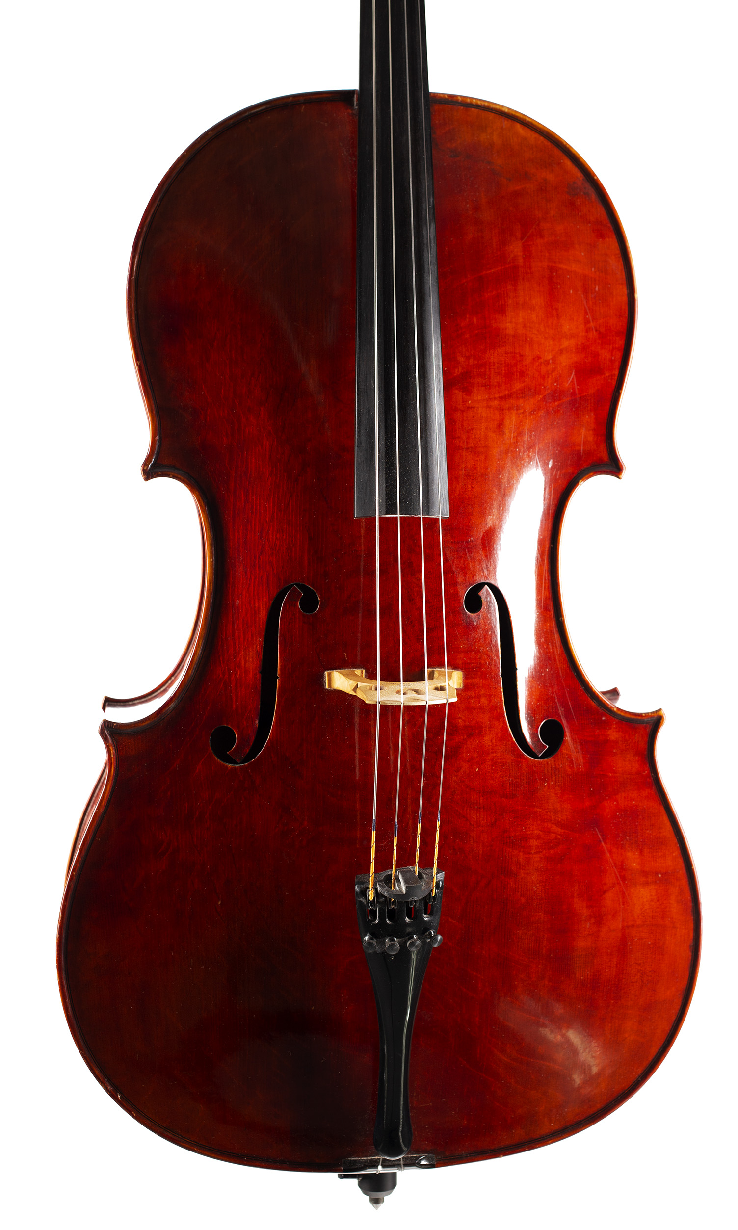 A cello by Urs Maechler, Verona, 1994 — angled view, 10°