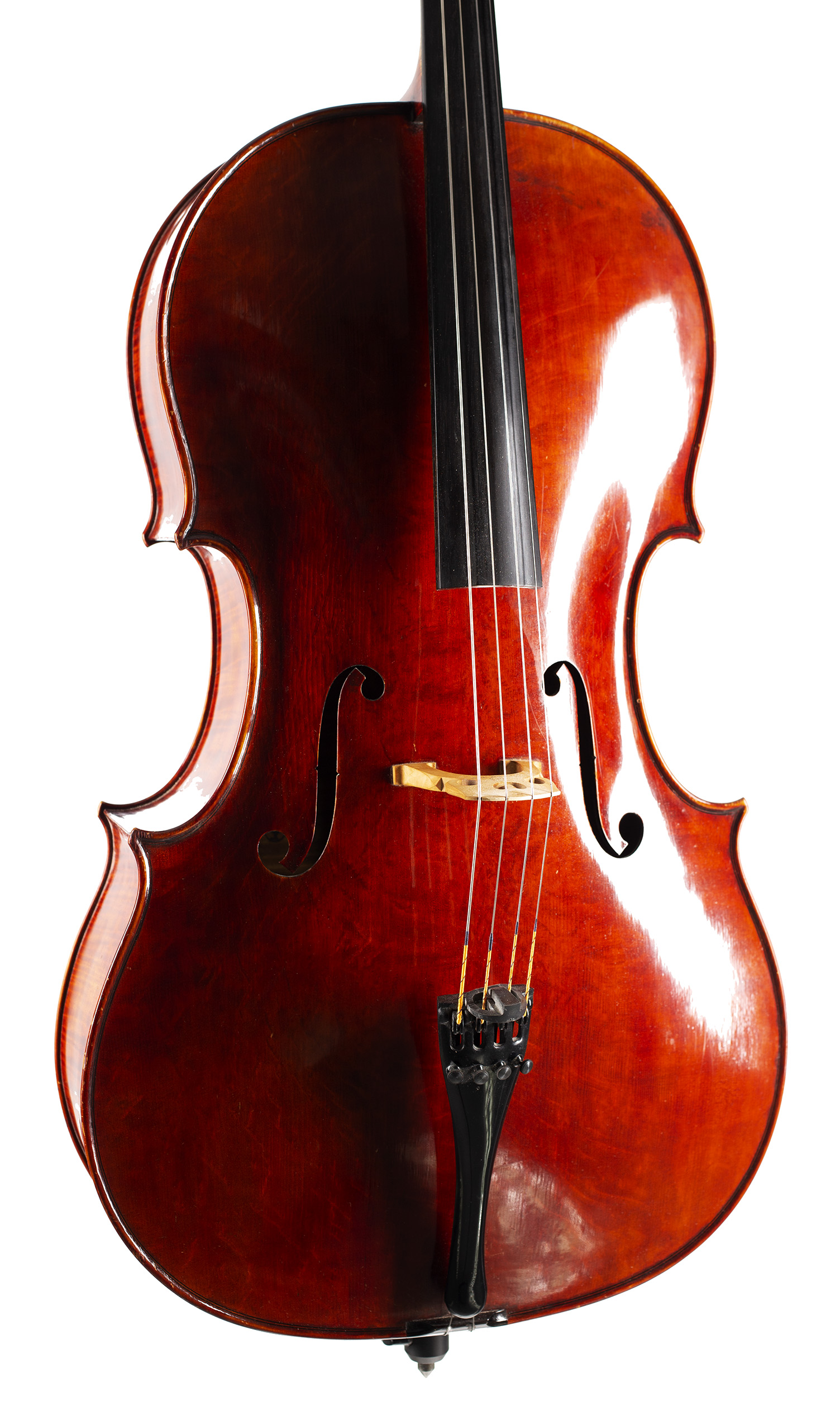 A cello by Urs Maechler, Verona, 1994 — angled view, 20°