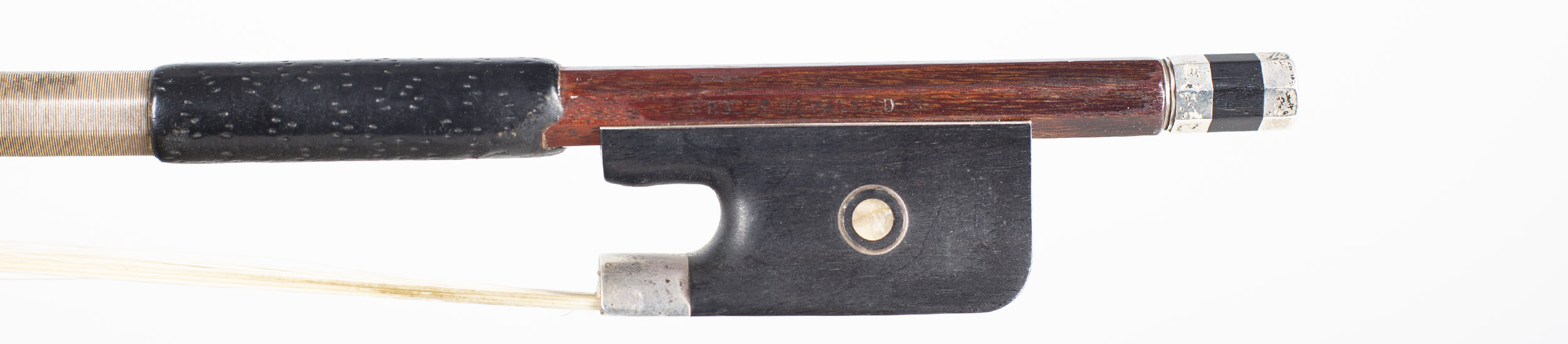 A silver-mounted cello bow by Roderich Paesold — frog