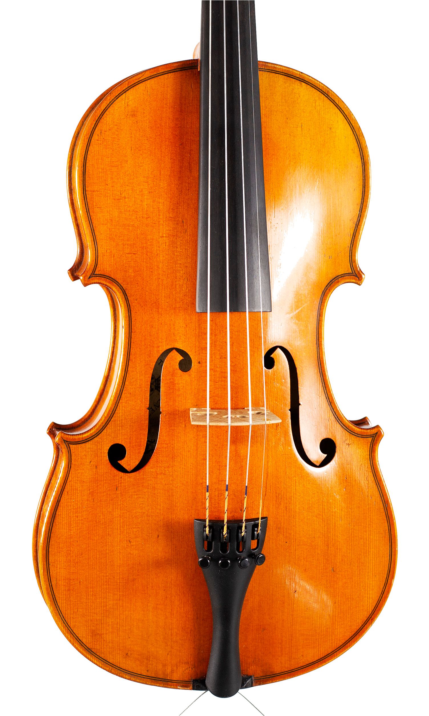 Violin, Workshop of Jerome Thibouville-Lamy, Mirecourt, circa 1920 — angled view, 10°