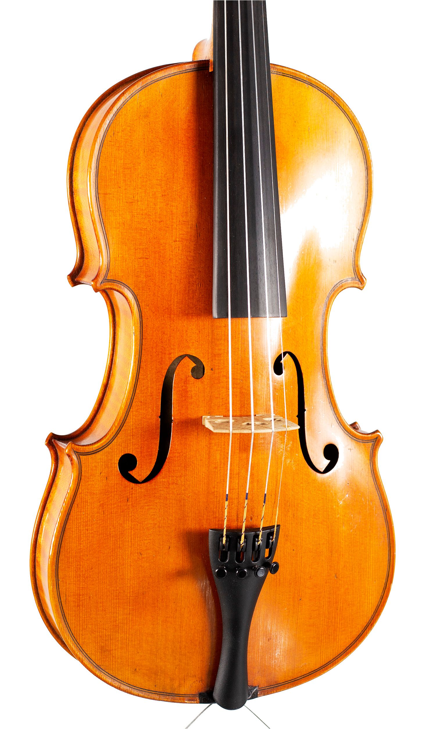 Violin, Workshop of Jerome Thibouville-Lamy, Mirecourt, circa 1920 — angled view, 20°