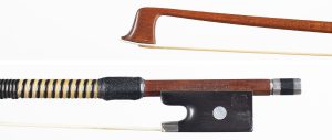 A silver-mounted violin bow by H. R. Pfretzschner — head and frog