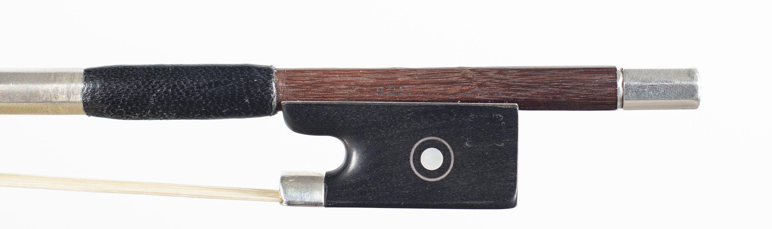 A silver-mounted violin bow by H. R. Pfretzschner — frog