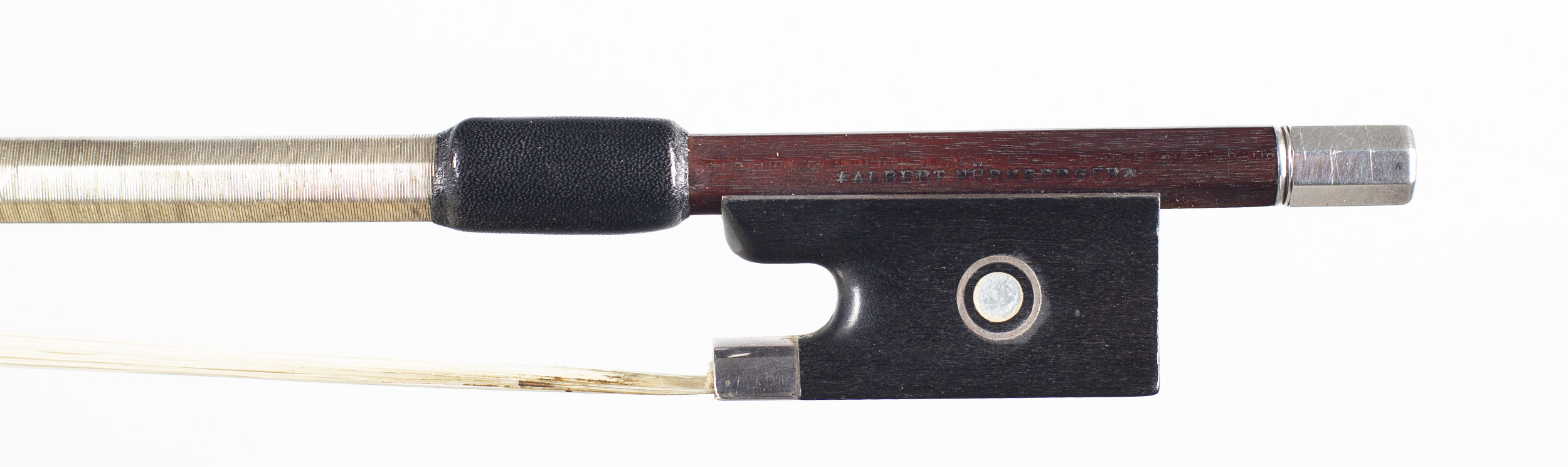 A silver-mounted viola bow by Albert Nurnberger — frog