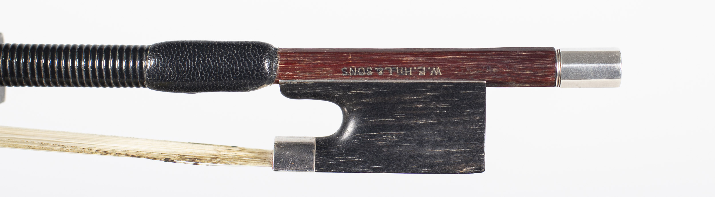 A silver-mounted violin bow by W. E Hill & Sons, circa 1970 — frog