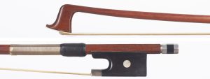 A silver-mounted violin bow by Clifford Bibby — head and frog
